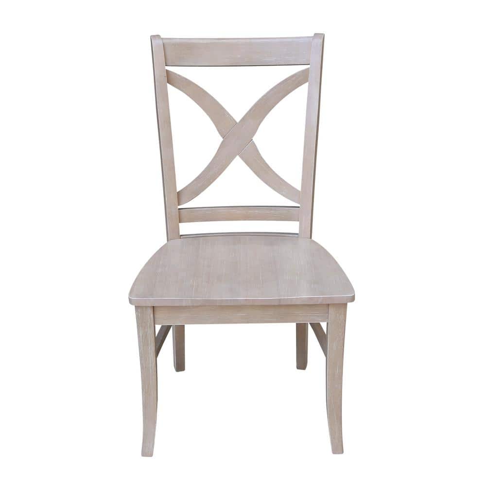 Vineyard Washed Gray Taupe Solid Wood Cross-Back Side Chair