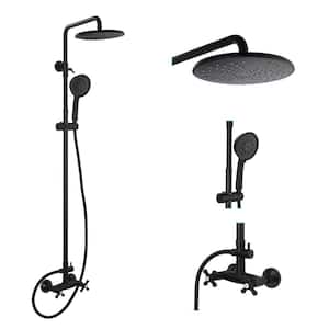 1-Spray Patterns 2.5GPM Round 8 in. Wall Bar Shower Kit with Hand Shower and Slide Bar in Matte Black