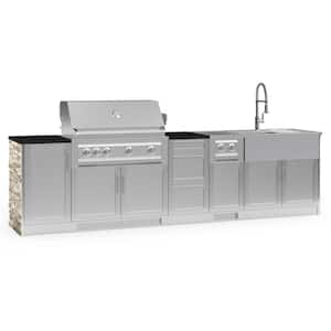 Signature Series 131.16 in. x 25.5 in. x 58.64 in. 10-Piece Outdoor Kitchen Cabinet Set with Liquid Propane 40 in. Grill