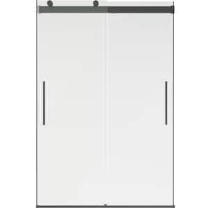 C500 48 in. x 71-1/8 in. Frameless Sliding Shower Door in Matte Black with 5/16 in. (8mm) Tempered Clear Glass