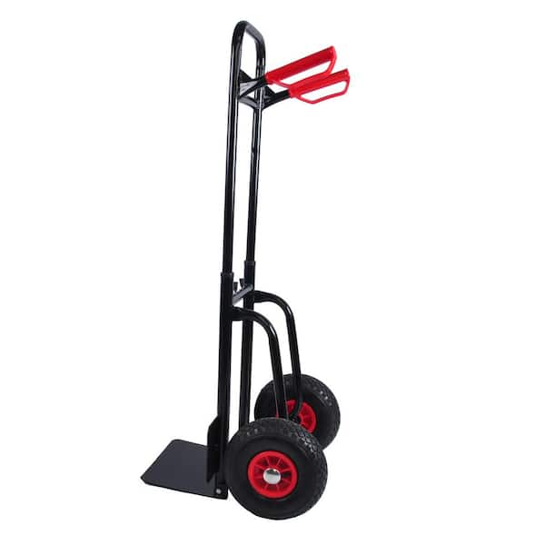 1.5 cu. ft. Metal Garden Cart, 2-Large and 2-Small Wheels, 10 in. Rubber Wheels, Black