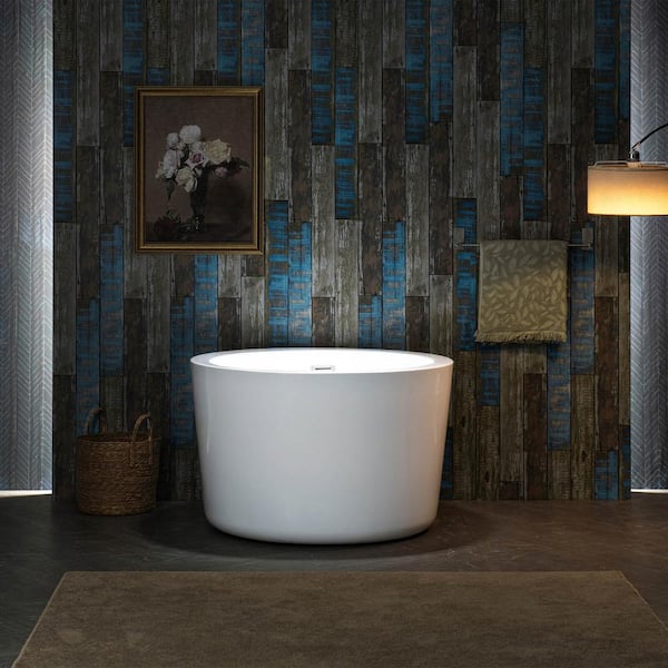 WOODBRIDGE 41 in. Acrylic FlatBottom Round Japanese Soaking