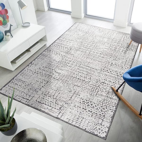 EORC Ivory 9 ft. x 12 ft. Area Rug Hand Knotted Wool Transitional High-Low Rug