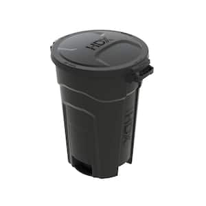 32 Gal. Black Outdoor Vented Trash Can with Domed Lid, Rounded Handles, and Reinforced Foothold