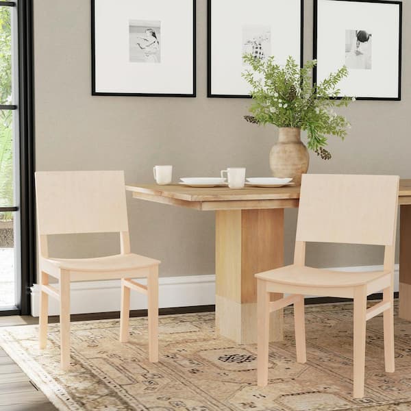 Linon Home Decor Harpe Unfinished Brown Wood Dining Side Chair Set