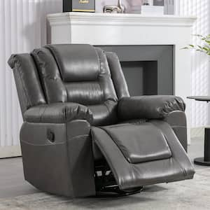 Gray PU Leather 360° Swivel and Rocking Home Theater Seating Manual Recliner