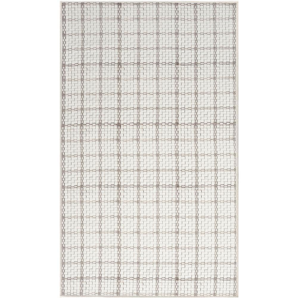 Nourison Washables Ivory 3 ft. x 5 ft. Geometric Contemporary Area Rug