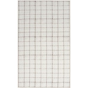 Washables Ivory 3 ft. x 5 ft. Geometric Contemporary Area Rug