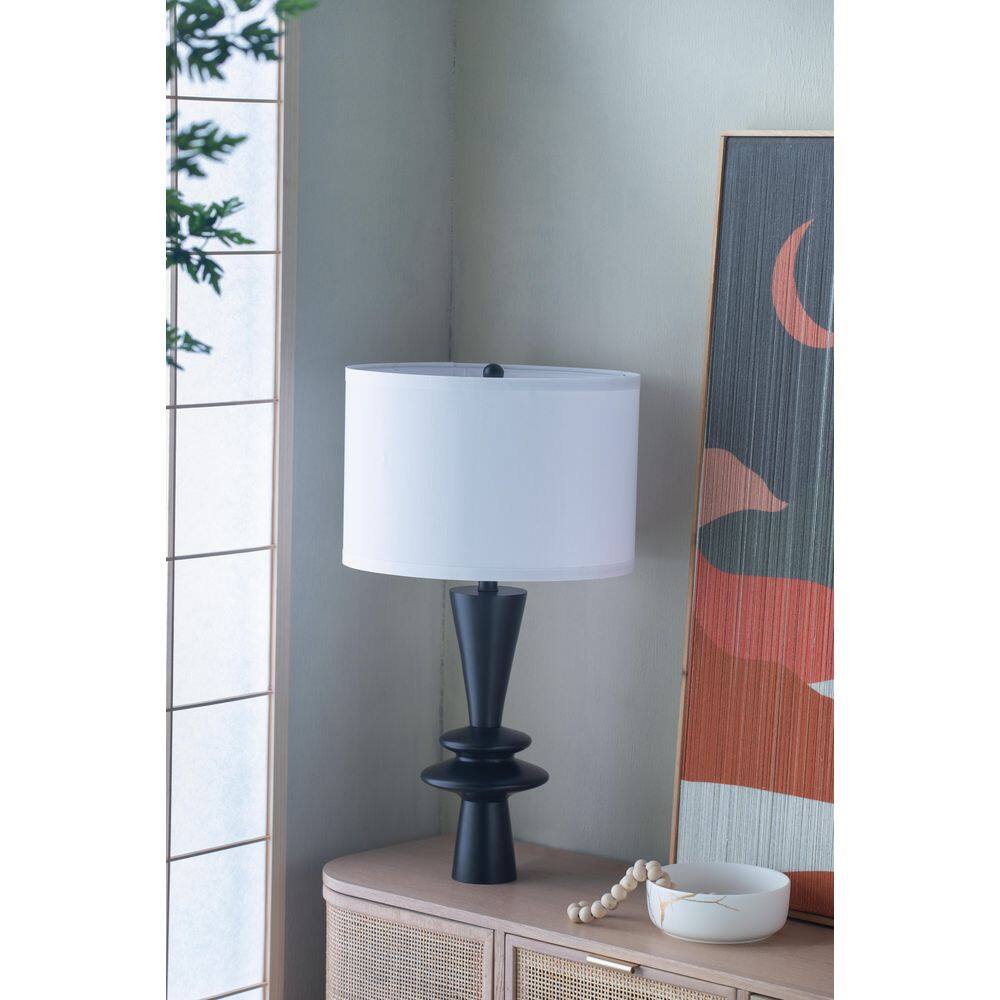26.7 in. Black Aluminum Table Lamp with 2 Varying Round Accents and White Drum Shade(Lamp Shade Assembly Required) price history on PriceWatchPro