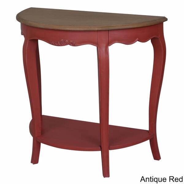 Unbranded Ashbury 32 in. Antique Red/Dark Oak Standard Half Moon Wood Console Table with Storage