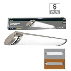 4 ft. Brushed Nickel Matte Black End Caps 5250 Lumens Integrated LED Flush Mount Adjustable CCT Night Light (8-Pack)