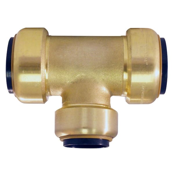 Tectite 1 in. x 1 in. x 3/4 in. Brass Push-to-Connect Reducer Tee