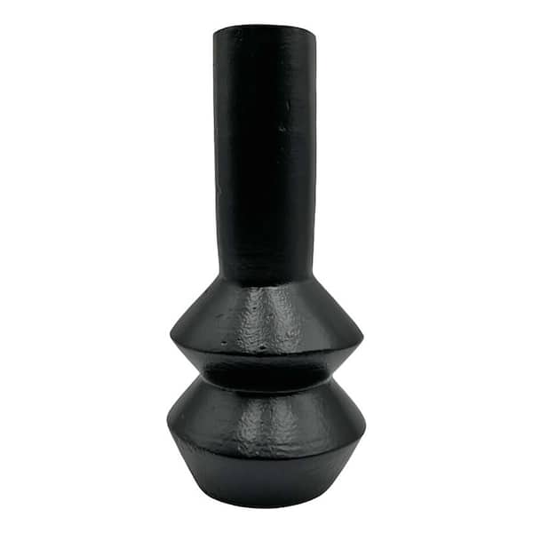 castellousa 12 in. Decorative Metal Modern Vase in Black