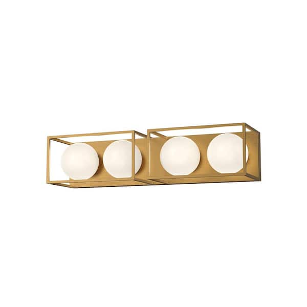 ALORA MOOD Amelia 27-in 4 Light 60-Watt Aged Gold/Opal Matte Glass Vanity Light