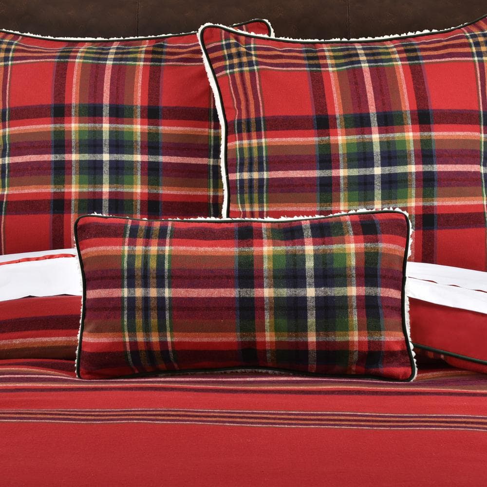 Asher Red and Green Plaid Cotton Decorative Throw Pillow
