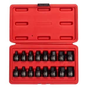 3/8 in. Drive Stubby Impact Hex Driver SAE and Metric Set (16-Piece)