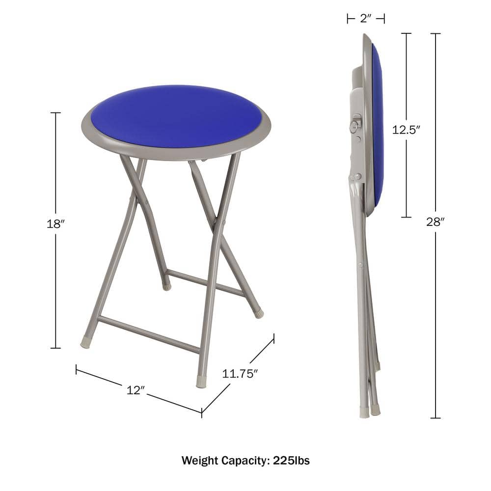 Royal Blue Metal Folding Backless Bar Stool