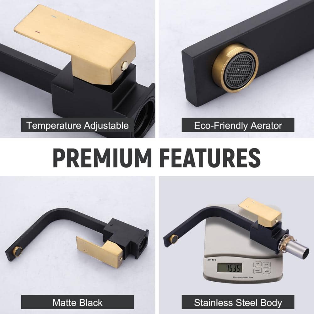 Polished Black and Gold Stainless Steel Single Handle Bar Faucet