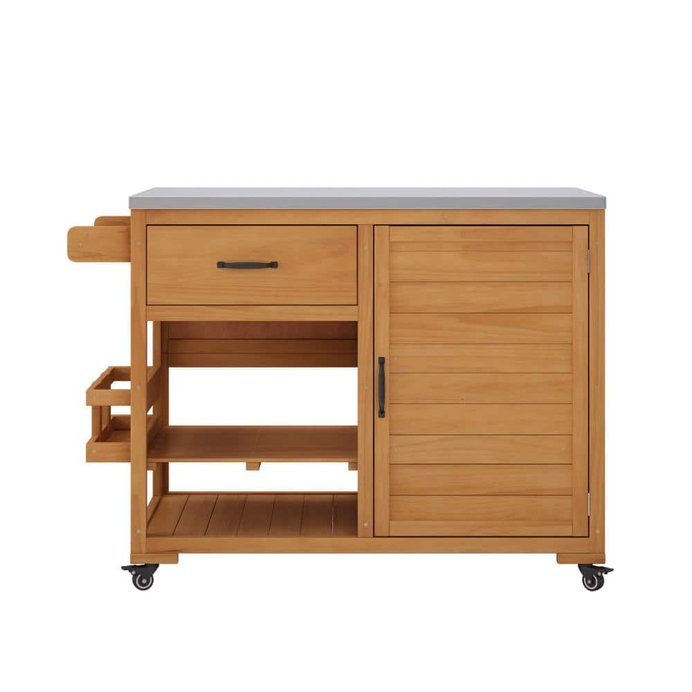 Removable Grill Racks Meteor shower llc Solid Wood Grill Cart Outdoor Kitchen Island,with ...