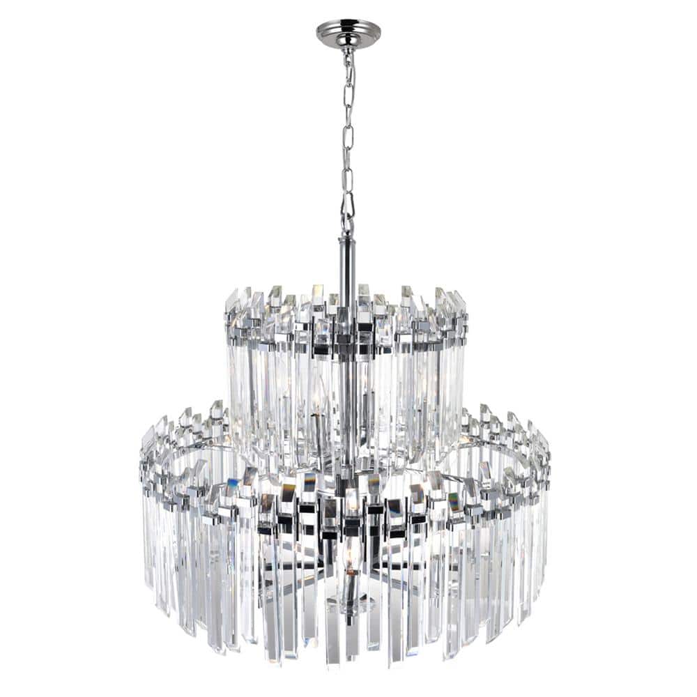Henrietta Chrome 12-Light Crystal Two-Tier Chandelier