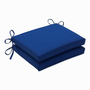 Solid 18.5 in. x 16 in. Outdoor Dining Chair Cushion in Blue (Set of 2)