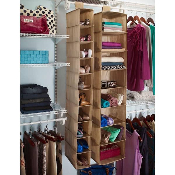 54 in. H Mocha Polypropylene Hanging Closet Organizer