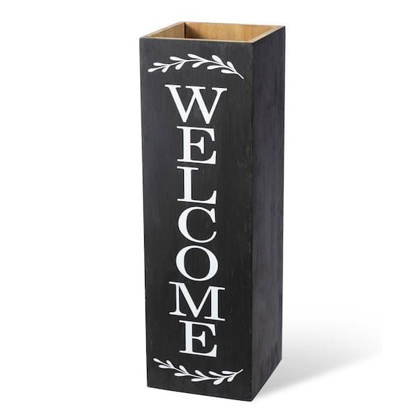 24 in. H Double Sided Solid Wood Black Boxed "WELCOME PORCH" Porch Sign