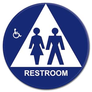 12 in. x 12 in. Blue Plastic Circle Triangle Restroom Sign