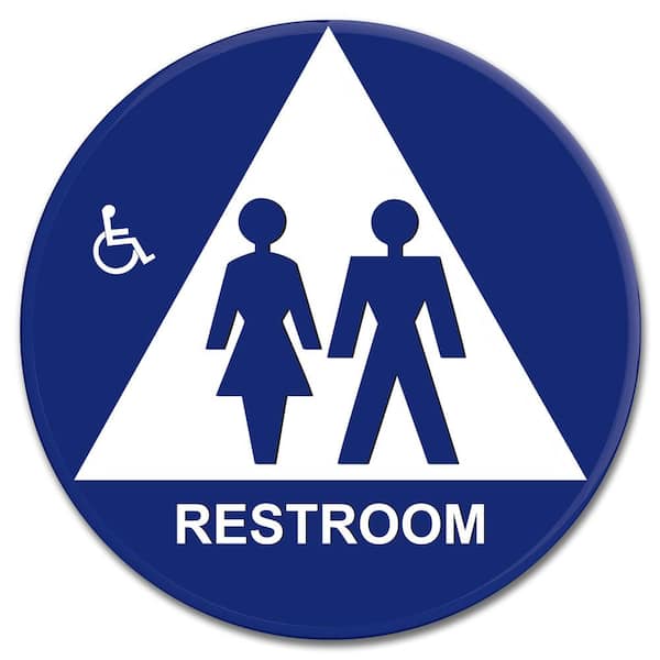 Lynch Sign 12 in. x 12 in. Blue Plastic Circle Triangle Restroom Sign