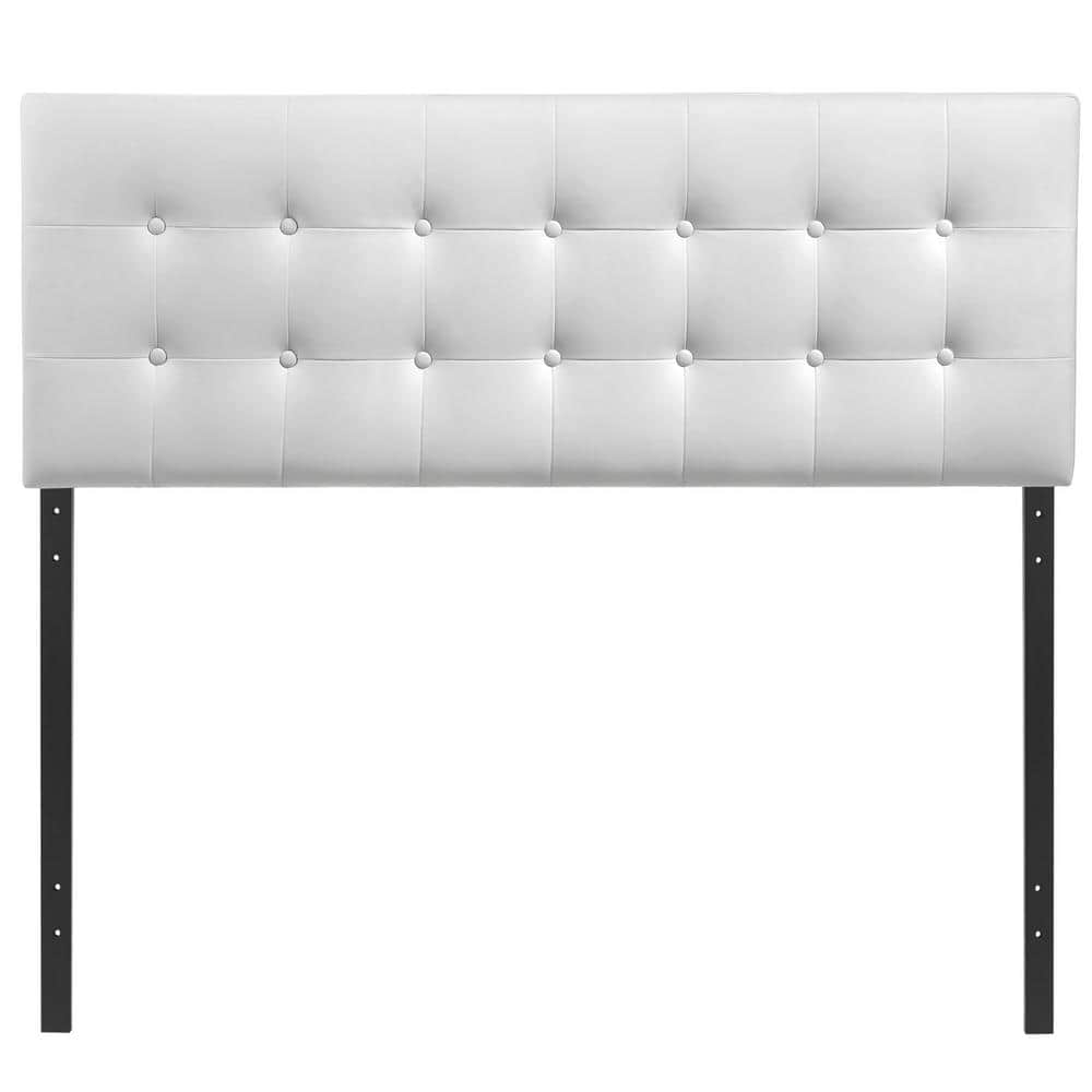 Emily White Faux Leather Tufted Full Headboard