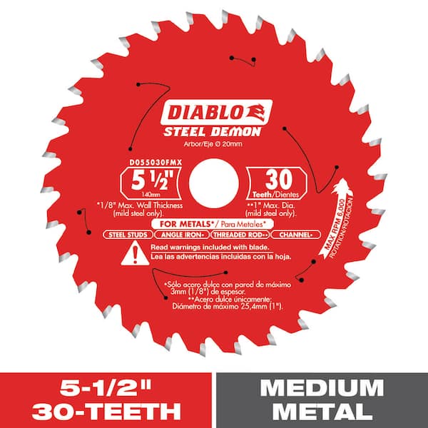 5-1/2in. x 30-Tooth Steel Demon Carbide-Tipped Circular Saw Blade for Medium Metal