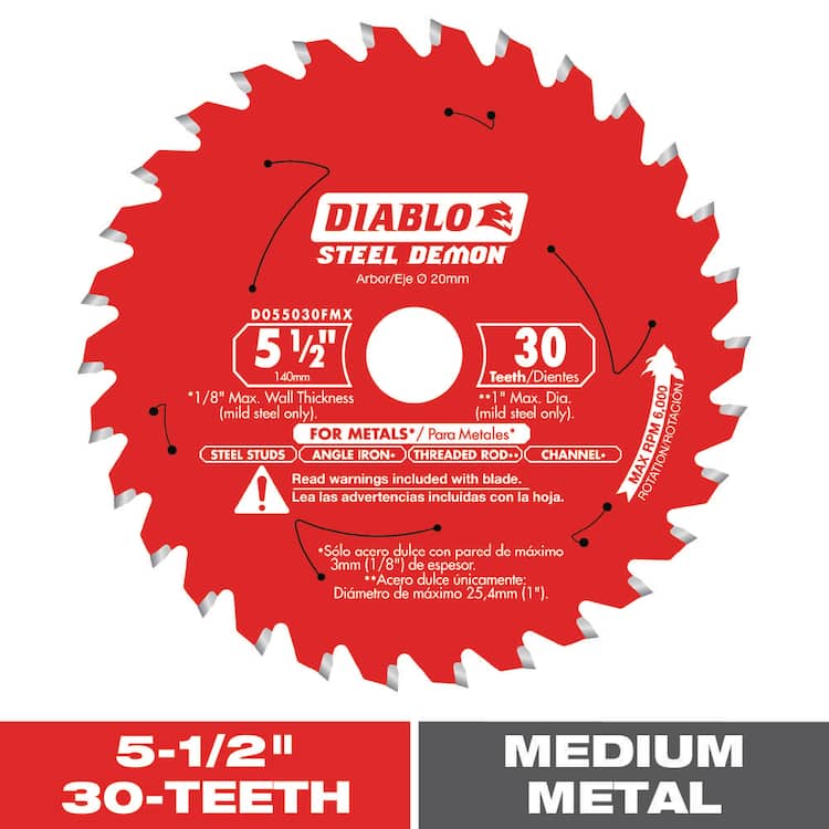 DIABLO 5-1/2in. x 30-Tooth Steel Demon Carbide-Tipped Circular Saw Blade for Medium Metal
