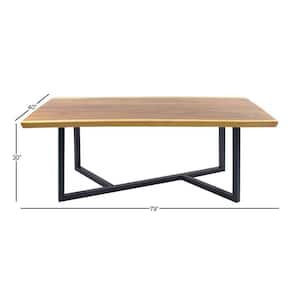 Brown Dining Table with Black Metal Base