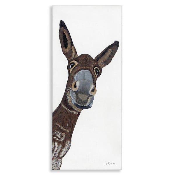 Donkey Peering Happily Casual Farm Portrait by Ashley Justice Unframed Graphic Art Print Animal 30 in. x 13 in.