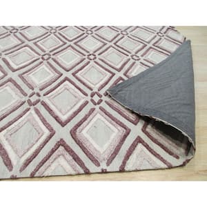 Purple 5 ft. x 8 ft. Handmade Wool Contemporary Geometric Raga Area Rug