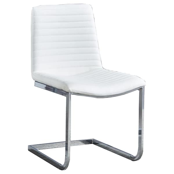 Best Master Furniture Blanca White Faux Leather Silver Dining Chair (Set of 2)