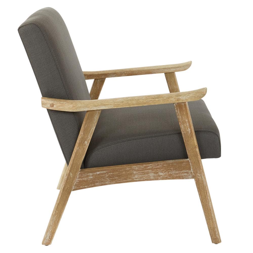 Gray Solid Wood Mid-Century Modern Armchair