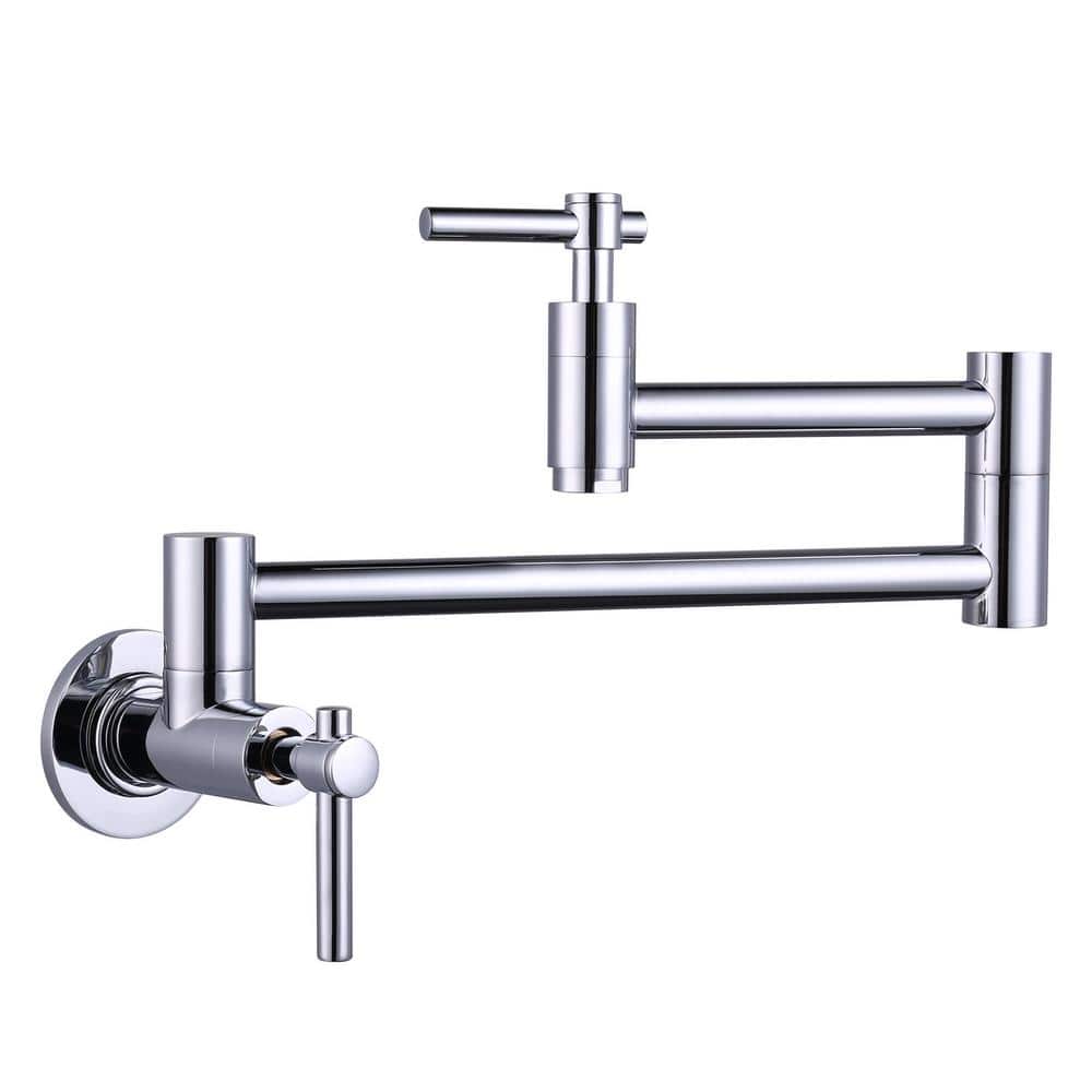 IVIGA Contemporary Wall Mounted Pot Filler with 2 Handles in Chrome