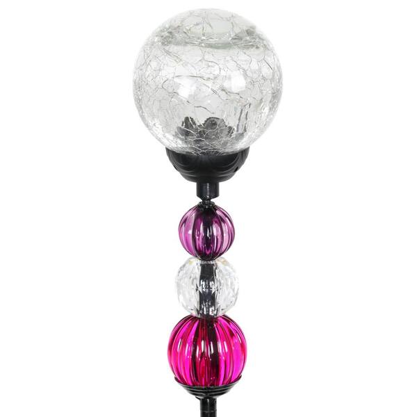 solar led crackle ball stake light home depot