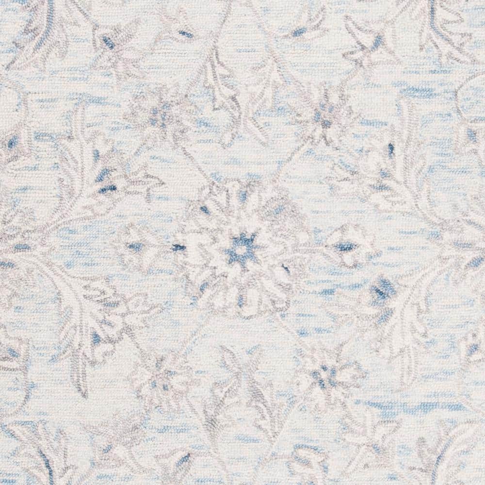 Light Blue Ivory Hand-Tufted Wool 4' x 6' Area Rug