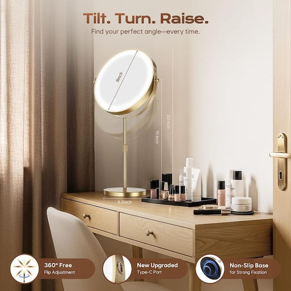 Numhew 360° Rotation Vanity Mirror with Magnification