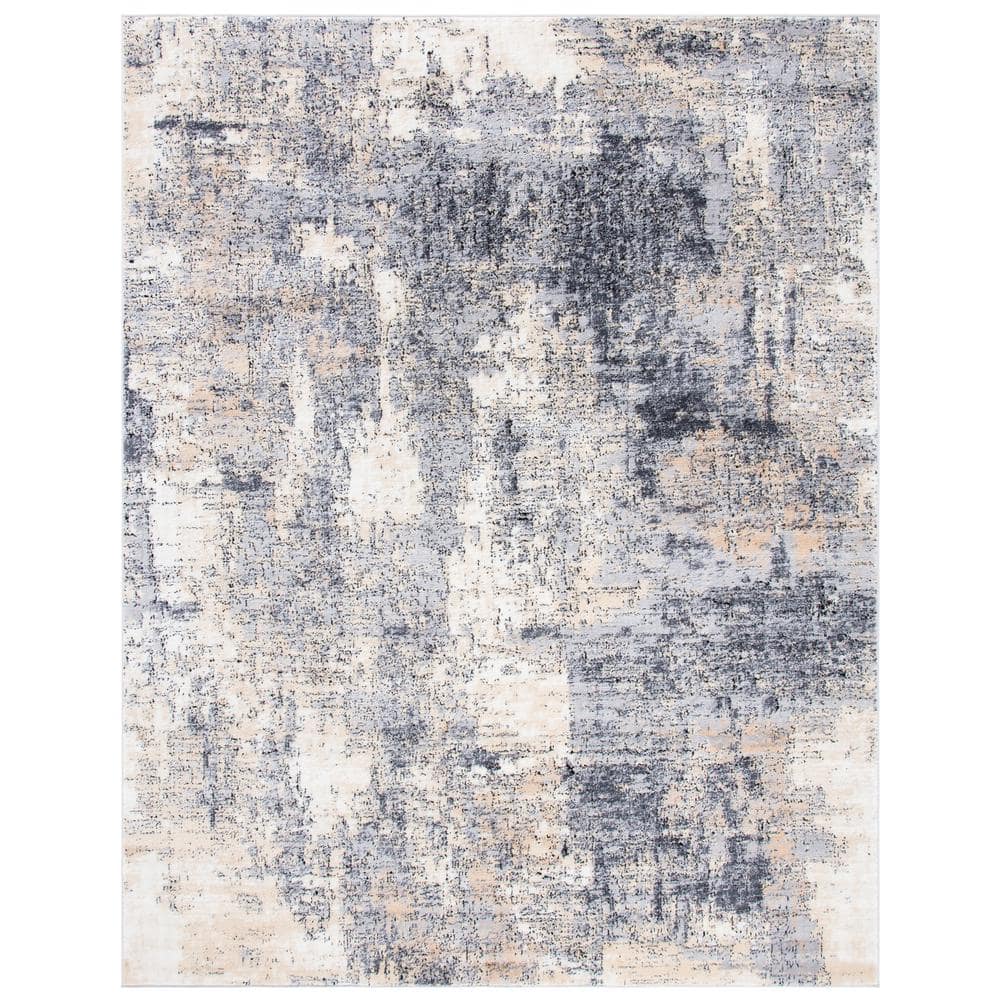 Elysian Grey & Gold Hand-Knotted Round Synthetic Area Rug, 93 in
