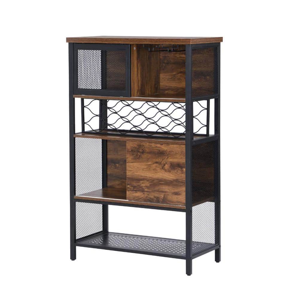 32.28 in. W x 15.75 in. D x 52.56 in. H Bathroom Brown Linen Cabinet