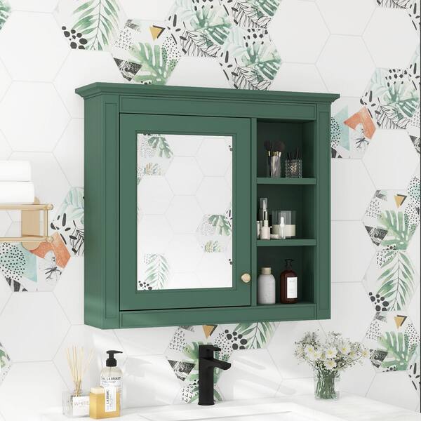 Unbranded 30 in. W x 28 in. H Rectangular MDF Medicine Cabinet with Mirror