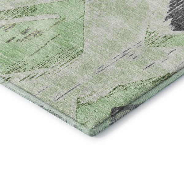 Mayfield Premium Machine Washable Abstract AMF2180 Aloe 10 ft. x 14 ft. Area Rug