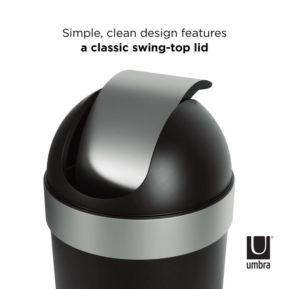 Umbra Black and Silver 16-Gallon Swing-Top Trash Can