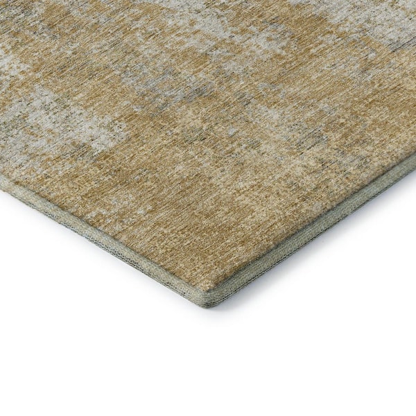 Mayfield Premium Machine Washable Abstract AMF940 Wheat 2 ft. 3 in. x 7 ft. 6 in. Runner Rug
