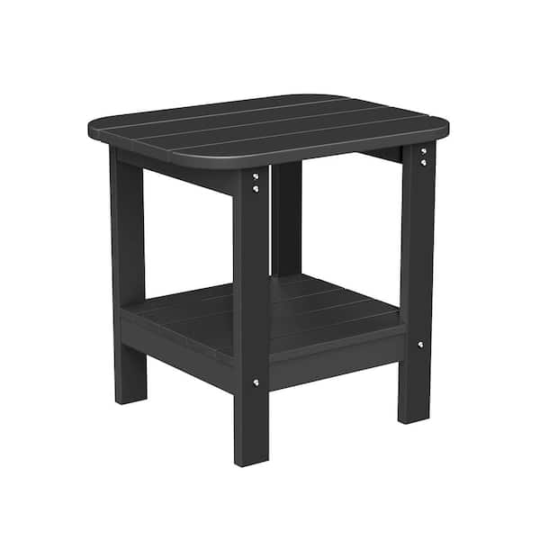 Clihome Dark Grey HIPS Material Outdoor Side Table with Curved Edges