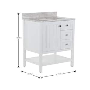 Lanceton 31 in. W x 22 in. D x 39 in. H Single Sink  Bath Vanity in White with Pulsar  Stone Composite Top
