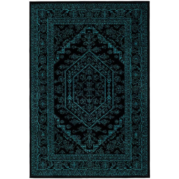 SAFAVIEH Adirondack Black/Teal 6 ft. x 9 ft. Border Area Rug